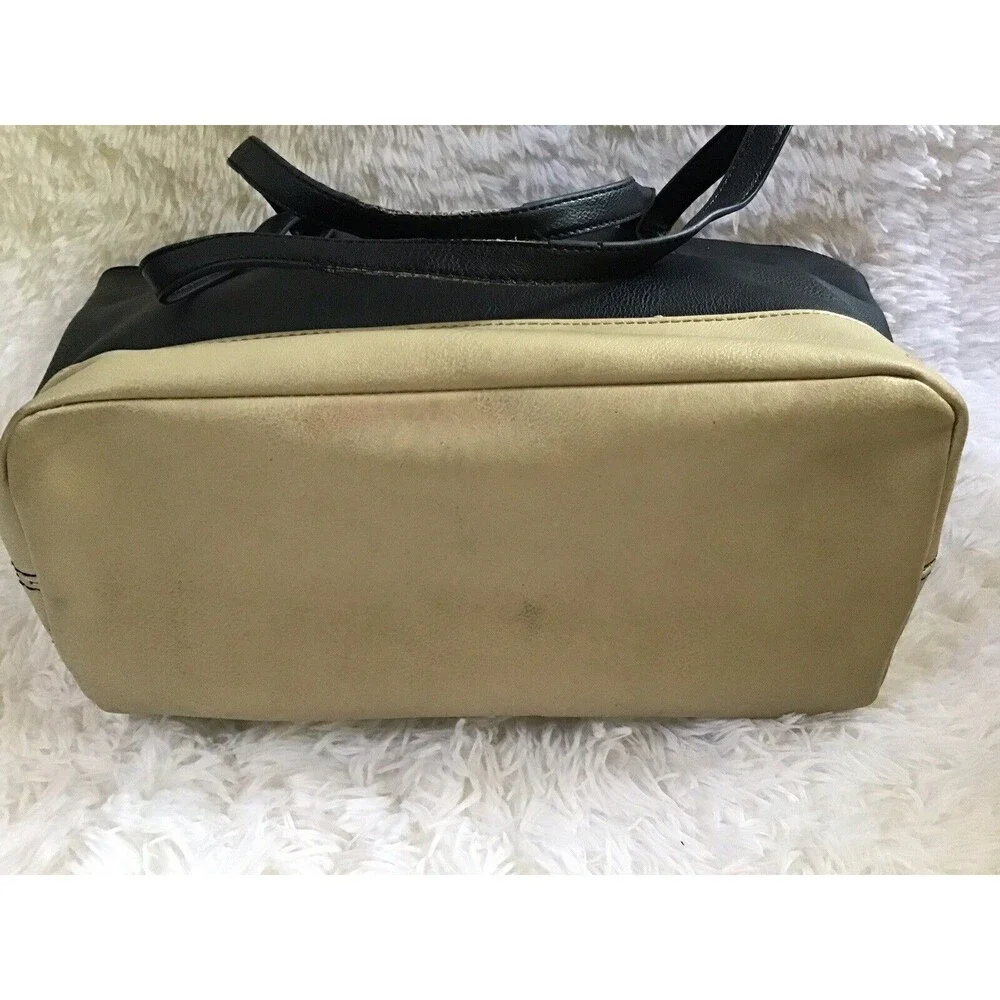Kenneth Cole Reaction Tote Black Gold Color Block Medium Classic Preppy - Picture 7 of 10